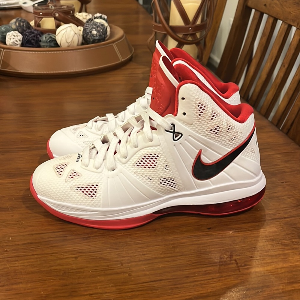 Nike Lebron 8 P.S. Shoes Sneakers 441946 100 white red Mens Size 7.5 - Picture 10 of 16